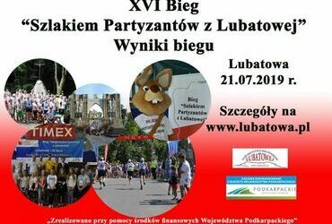 XVI Bieg „Szlakiem Partyzantów z Lubatowej” - wyniki biegu