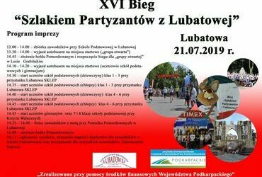 XVI Bieg “Szlakiem Partyzantów z Lubatowej” - Program zawodów